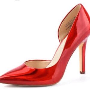 Jenn Ardor Shiny Red Patent Slip On Pointed Stiletto